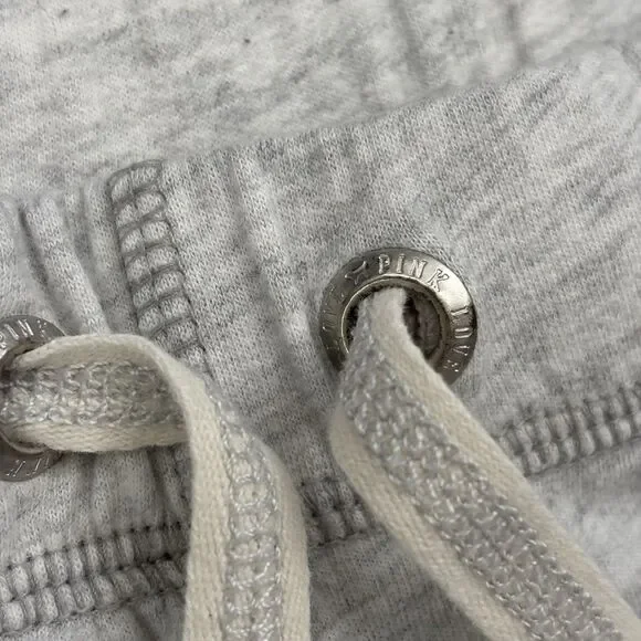 Vintage Victoria's Secret PINK Gray Wide Leg Heart and Peace Sign Sweatpants XS - Picture 6 of 12